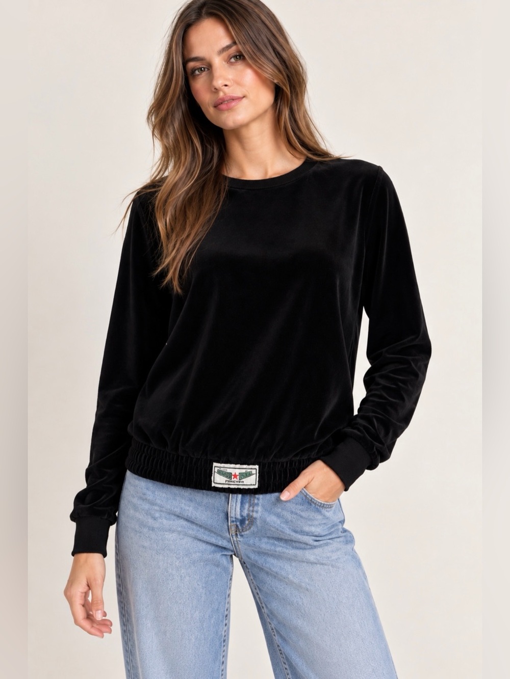 Hard Tail Forever Black Velour Logo Pullover Sweatshirt XS Made in USA